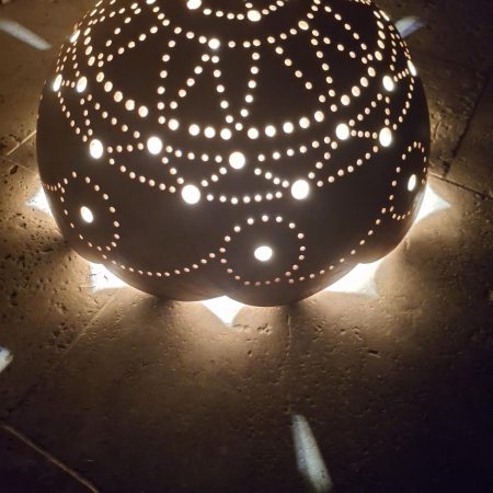 Lampe calebasse rosace